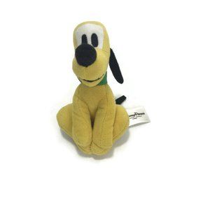 Disney Pluto Dog Plush Stuffed Toy Green Collar 5" Play Soft Pet Toy Gift